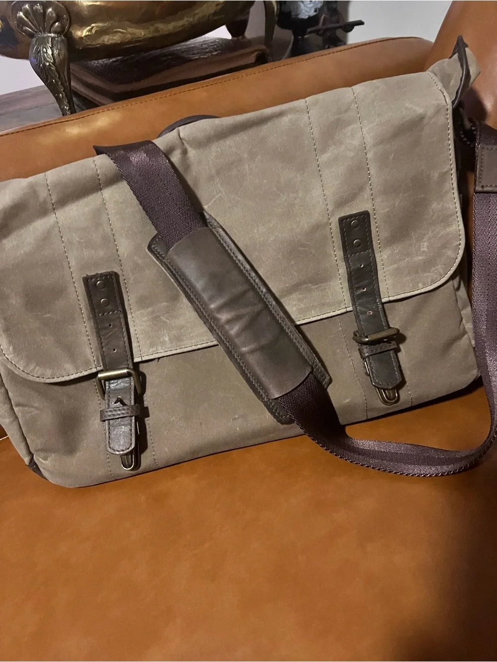 ONA The Union Street Messenger Bag | Ranger Tan, Waxed Canvas & Leather